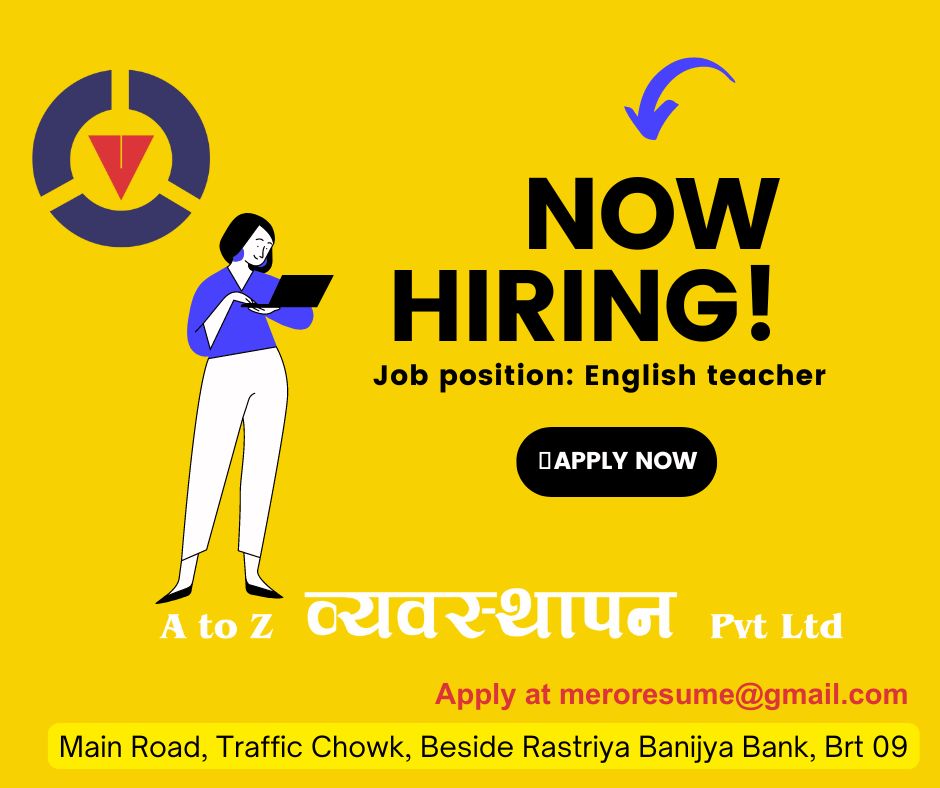 Vacancy for primary level englisgh teacher for school