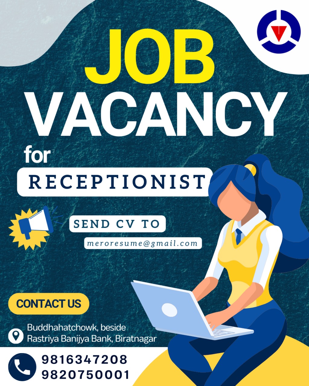 Vacancy for receiptionist at company in biratnagar